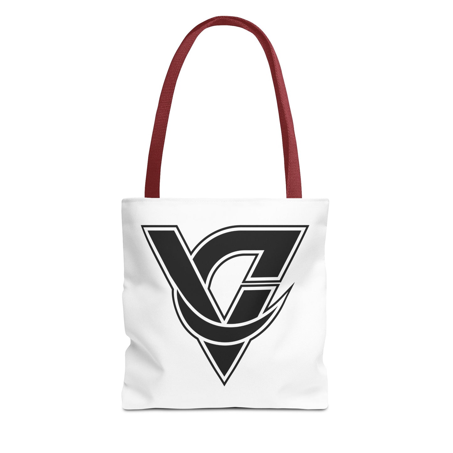 Monogram V Triangle Tote Bag – Bold Black Logo All-Over Print