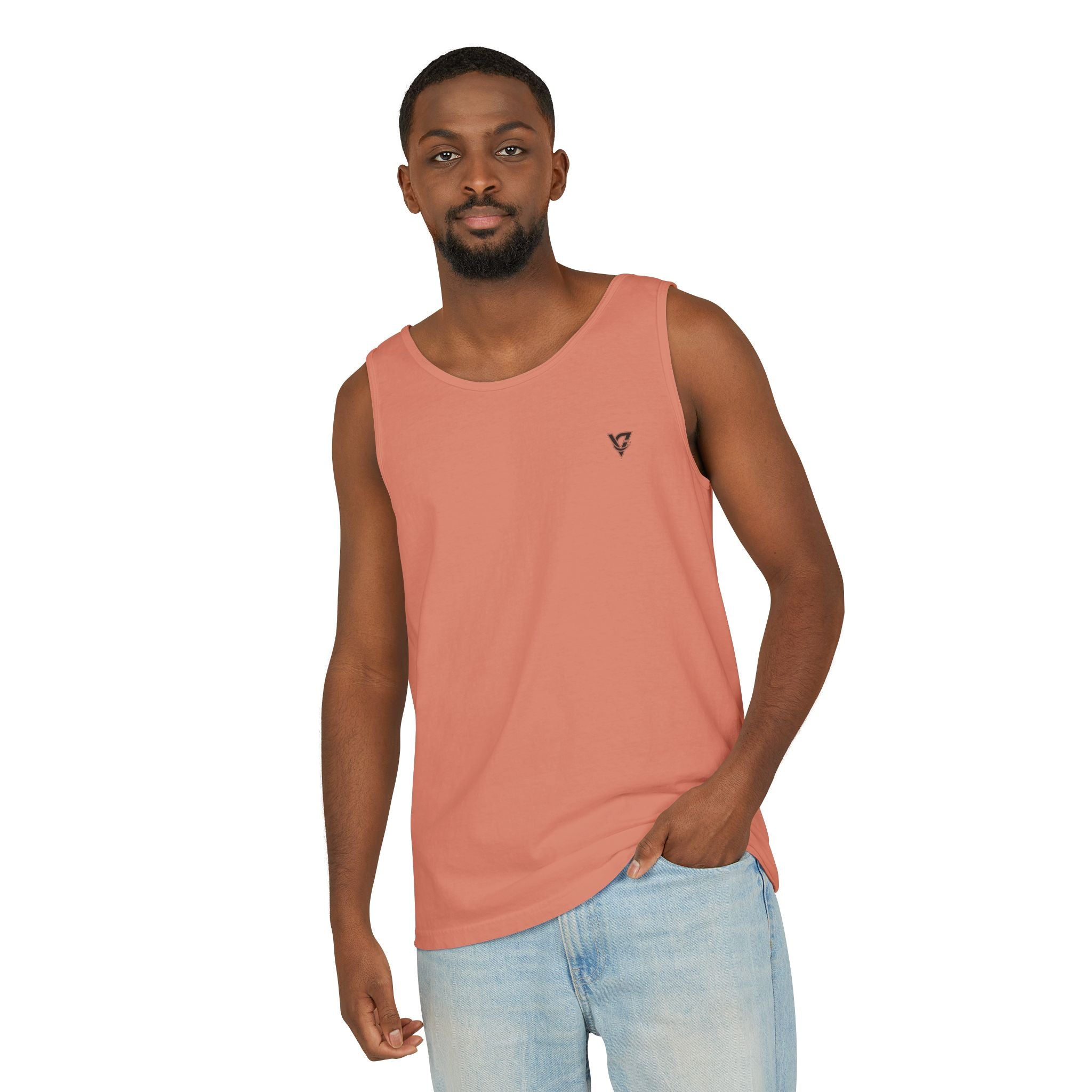 Minimal Geometric Triangle Logo Tank Top | Chest Emblem