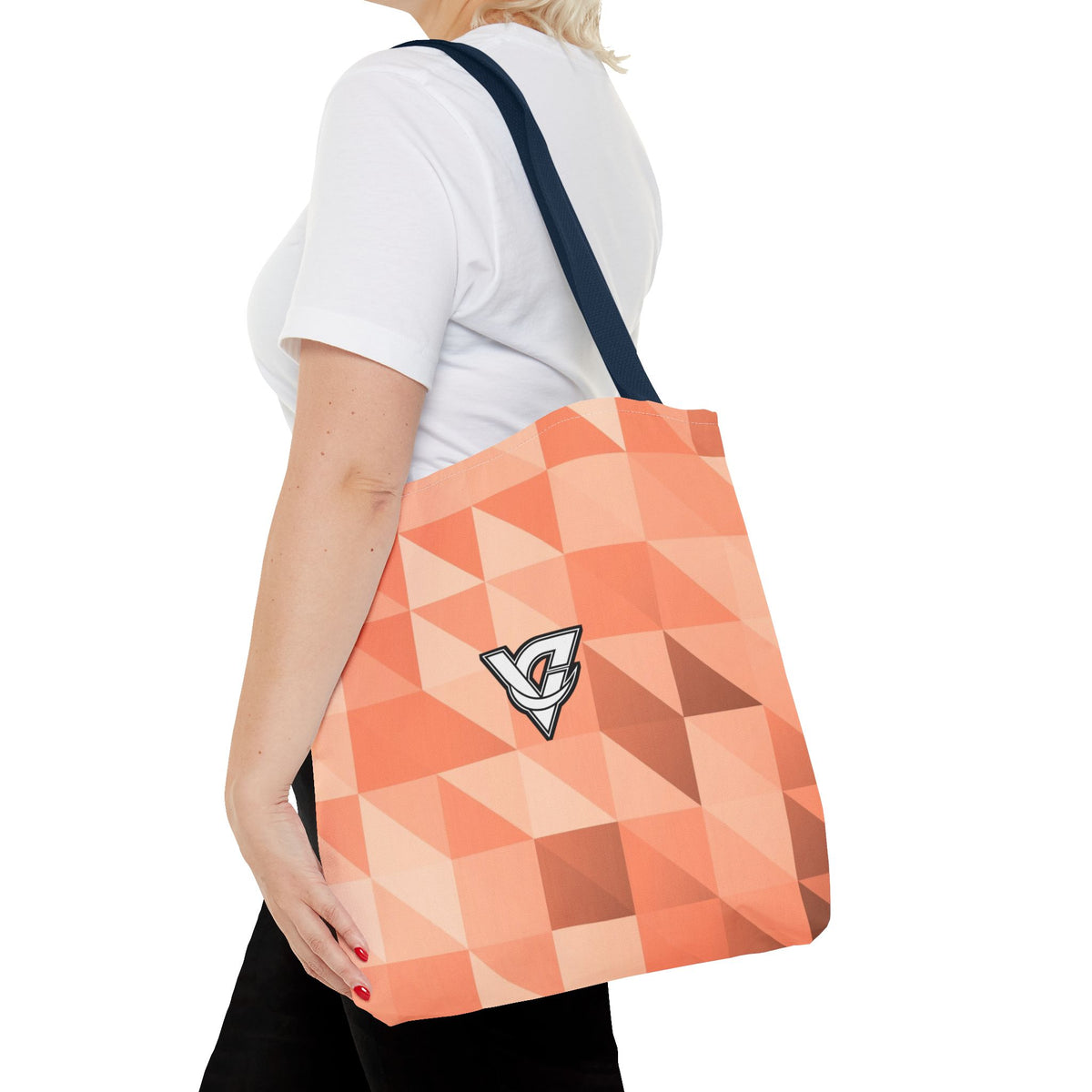 Peach Low-Poly Tote Bag — All-Over Print Gym & Everyday Tote