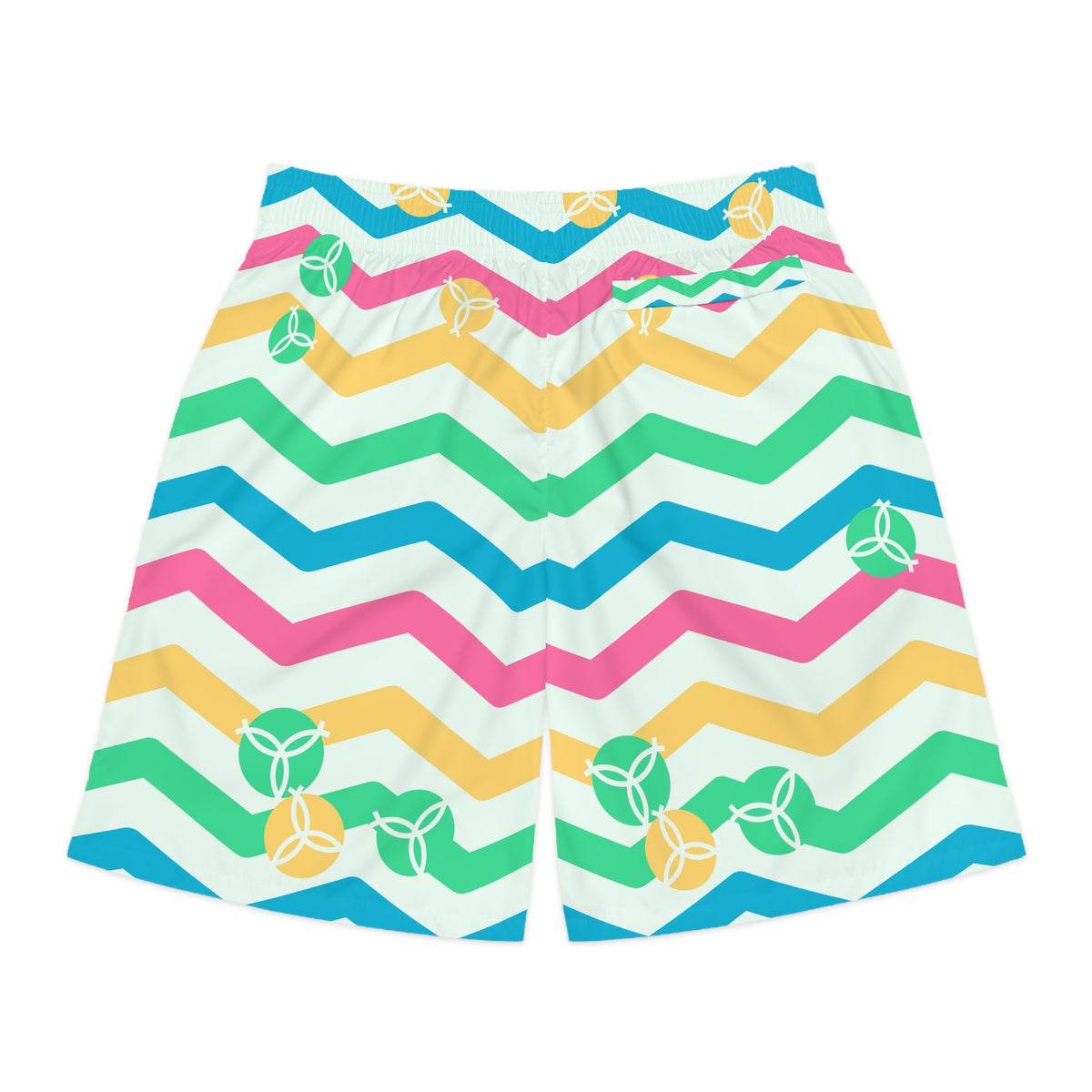 Volleyball Mint Sorbet Chevron Rush Men's Athletic Shorts with Pockets