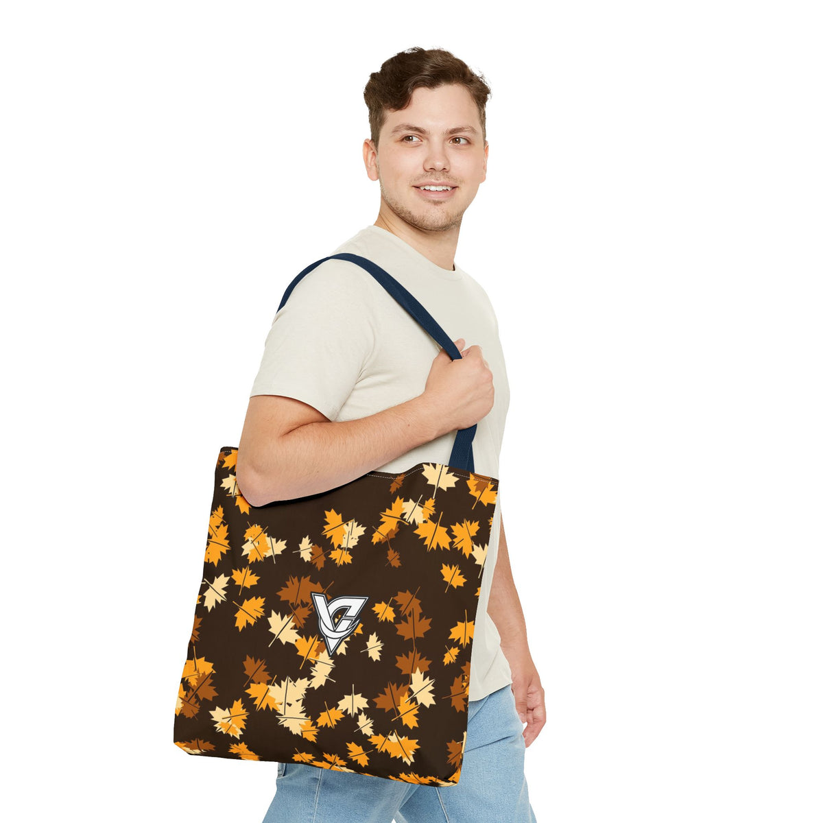 Amber Falling Leaves Tote Bag — All-Over Print Gym & Everyday Tote