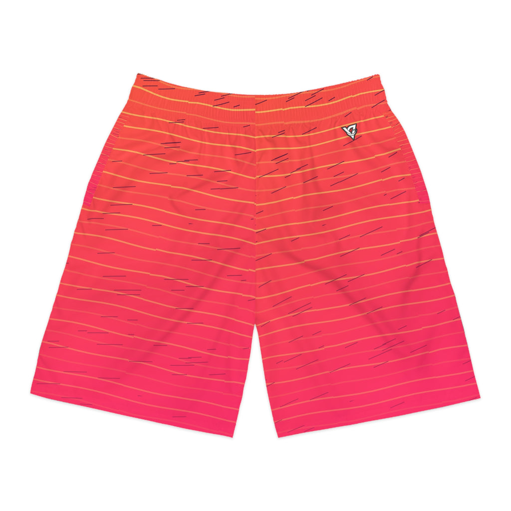 Running Sunset Fade Pace Lanes Men's Athletic Shorts with Pockets