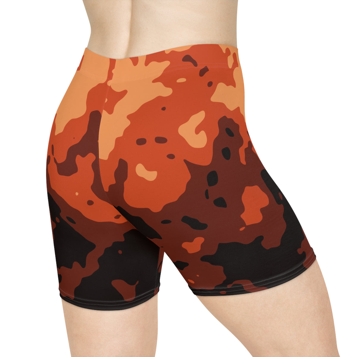 Rust Magma Women's Biker Shorts — High-Waist Workout Shorts