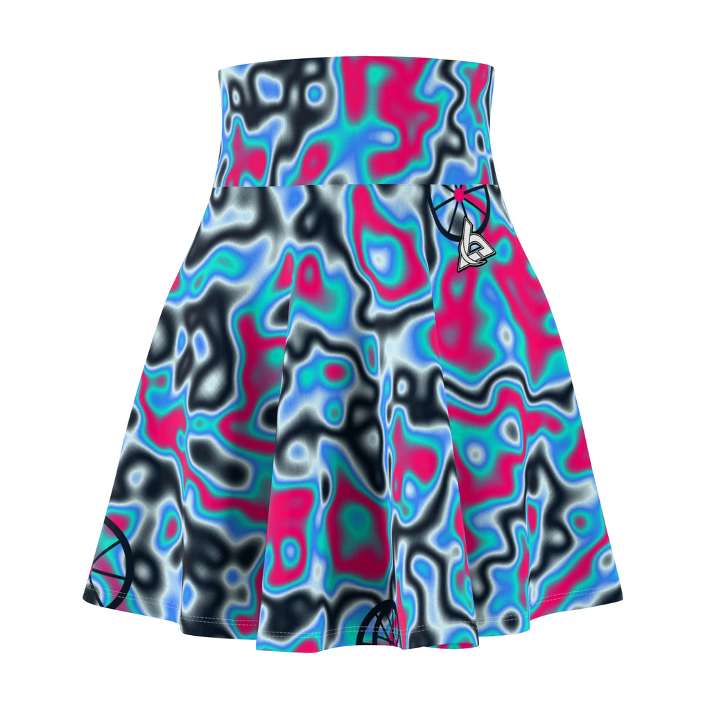 Cycling Arctic Neon Marble Flow Women's Athletic Skater Skirt