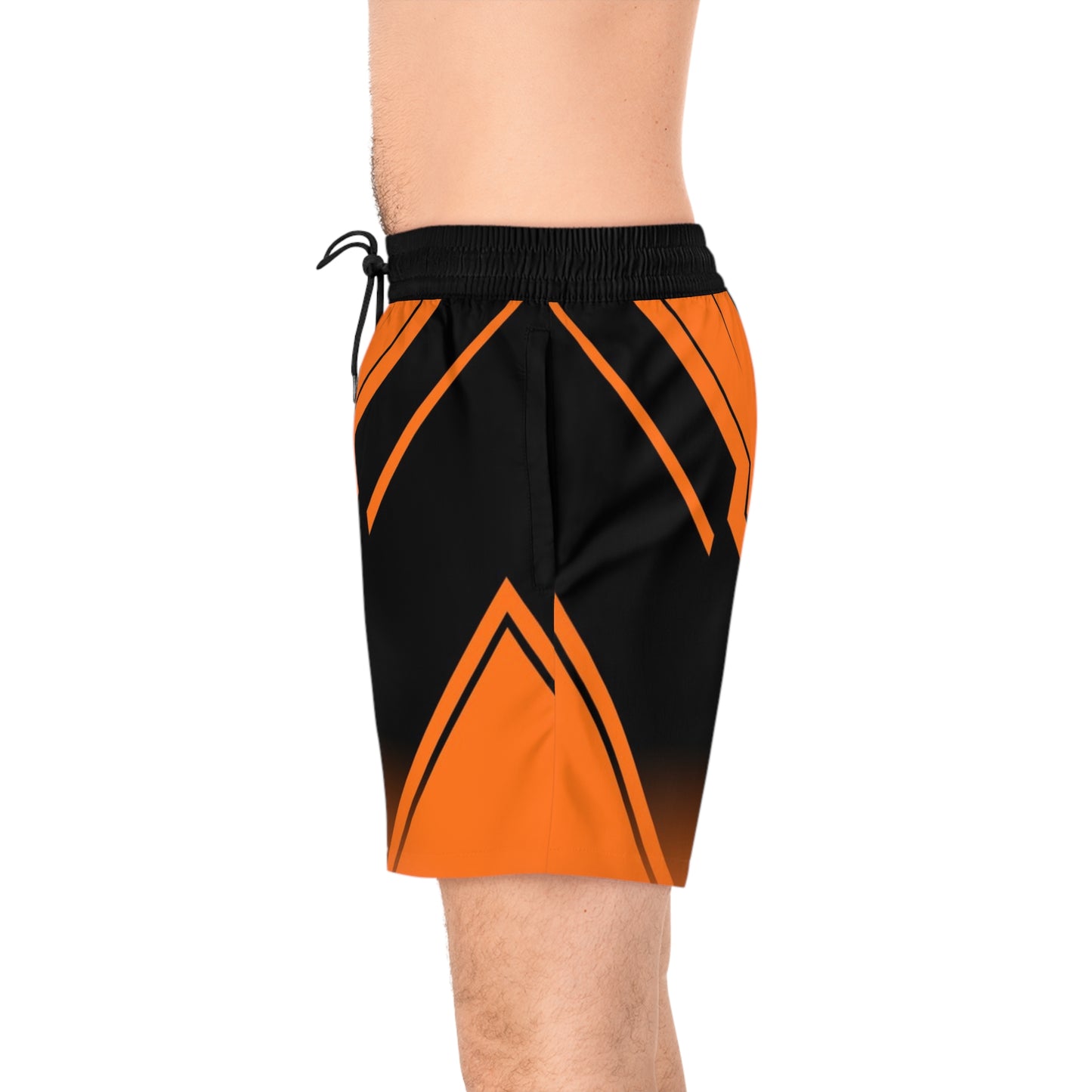 Men's Orange Black Athletic Jogger Shorts Lightweight Sports & Lounge Wear - No Pockets
