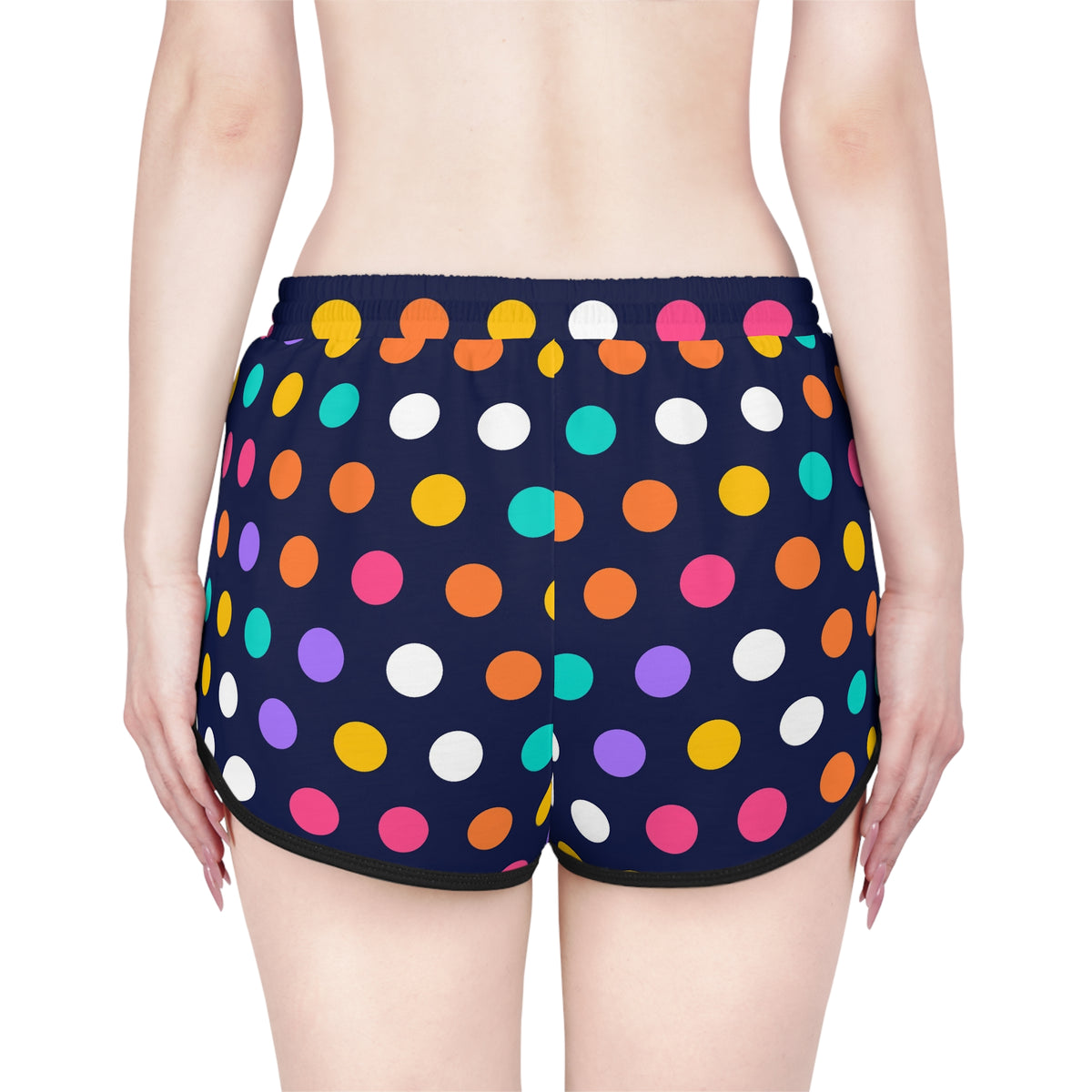 Women's Polka Pop Relaxed Shorts – Colorful All-Over Print Running & Workout Shorts