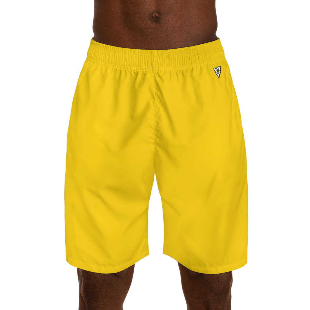 Vantacore Solid Sunshine Yellow Men's Athletic Shorts with Pockets