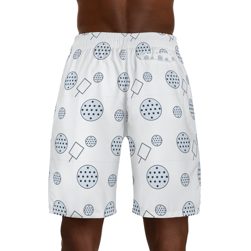 Pickleball Arctic White Dink Dot Men's Athletic Shorts with Pockets