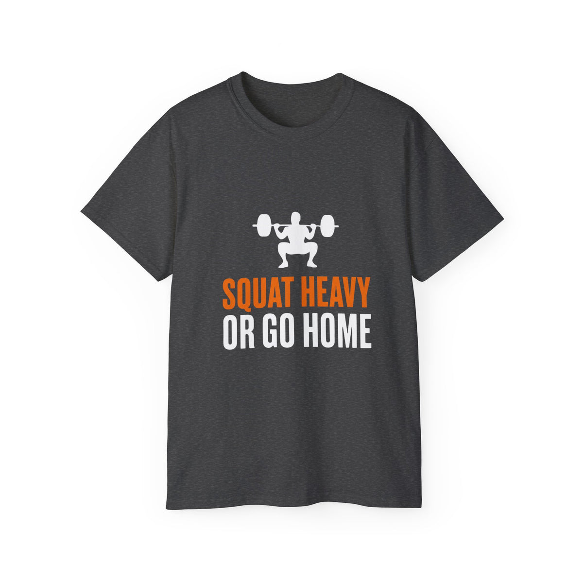 Squat Heavy Tee — Bold Orange Gym Shirt for Weightlifters & CrossFit