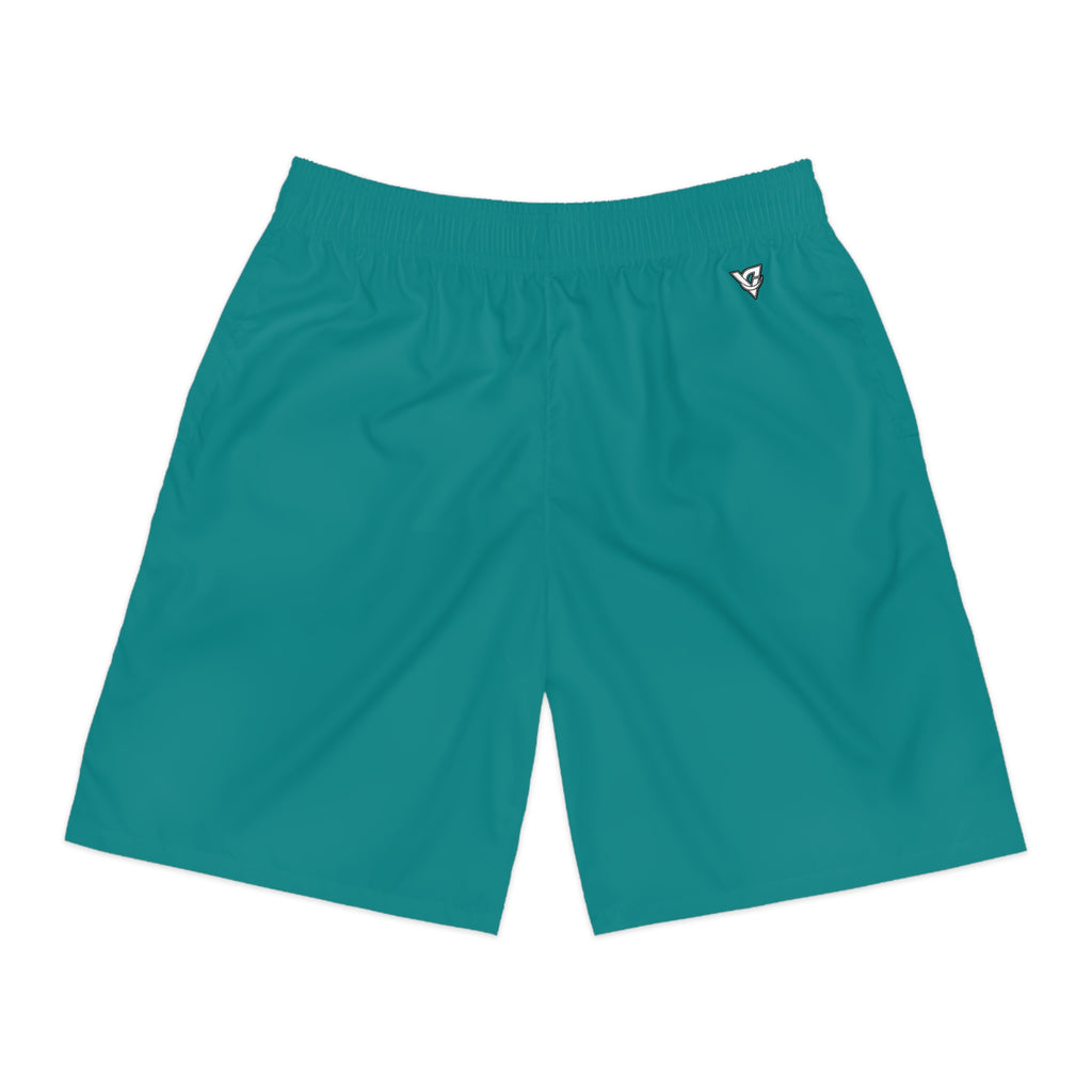 Vantacore Solid Teal Men's Athletic Shorts with Pockets