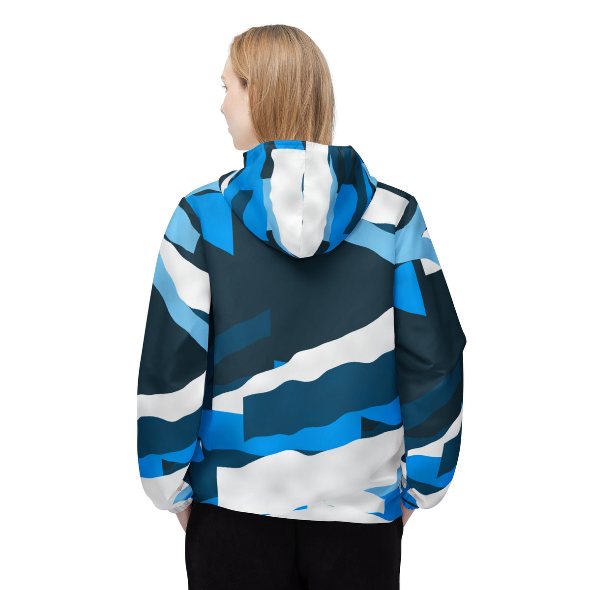 Aqua Brushstroke Women's Windbreaker Jacket