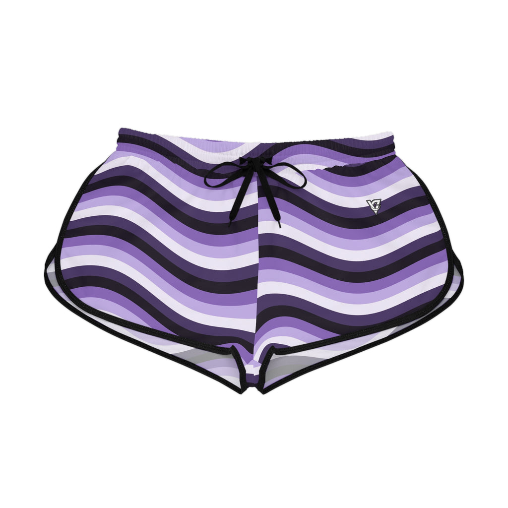 Women's Lilac Wave Relaxed Shorts — All-Over Print Running & Workout Shorts