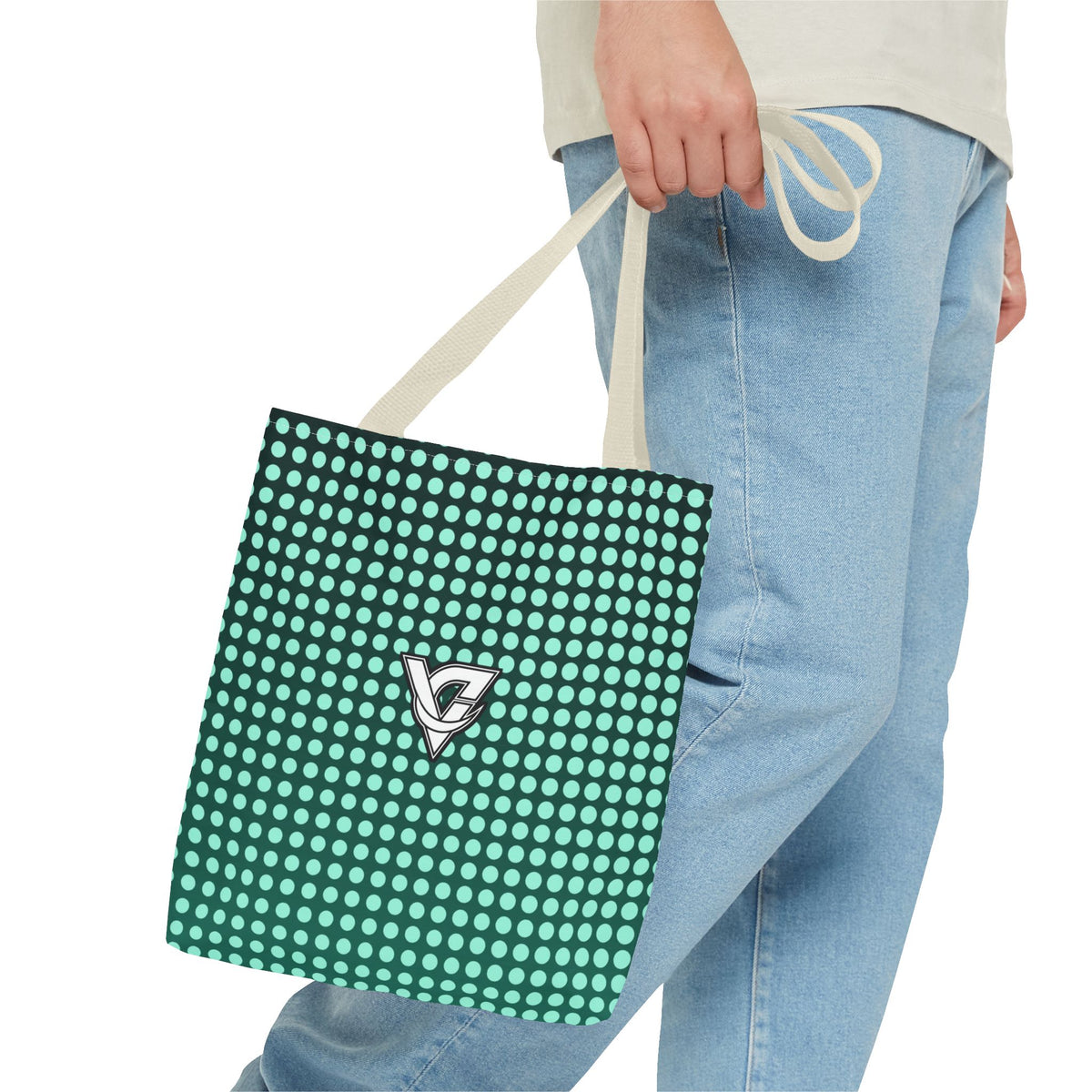 Mint Halftone Tote Bag — All-Over Print Gym & Everyday Tote