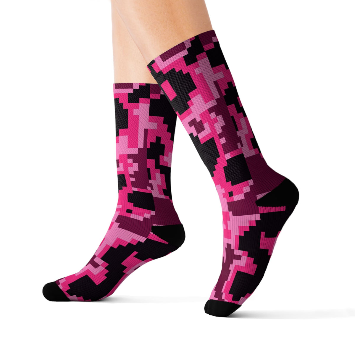 Hot Pink Digital Camo Athletic Crew Socks