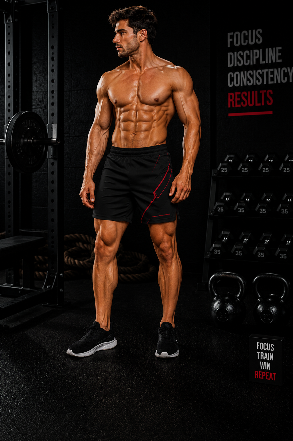 Men's Red Black Athletic Lightweight Sports & Lounge Wear Shorts — No Pockets