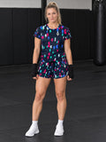 Combat Sports Arctic Neon Bolt Strike Women's Athletic Shorts with Pockets - front view
