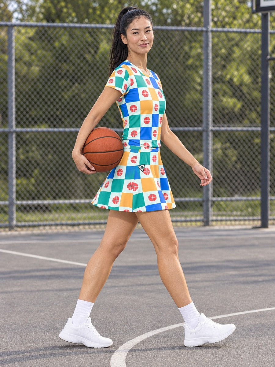 Basketball Sea Glass Checker Drive Women's Sports Jersey - side view