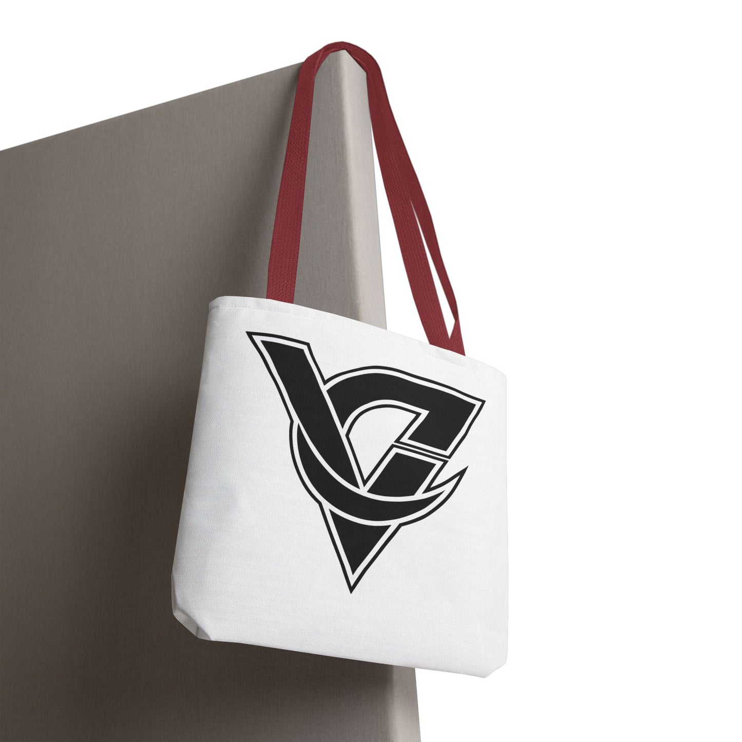 Monogram V Triangle Tote Bag – Bold Black Logo All-Over Print