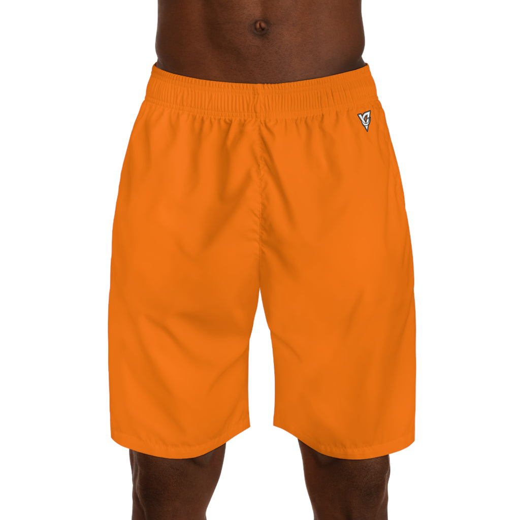 Vantacore Solid Orange Men's Athletic Shorts with Pockets