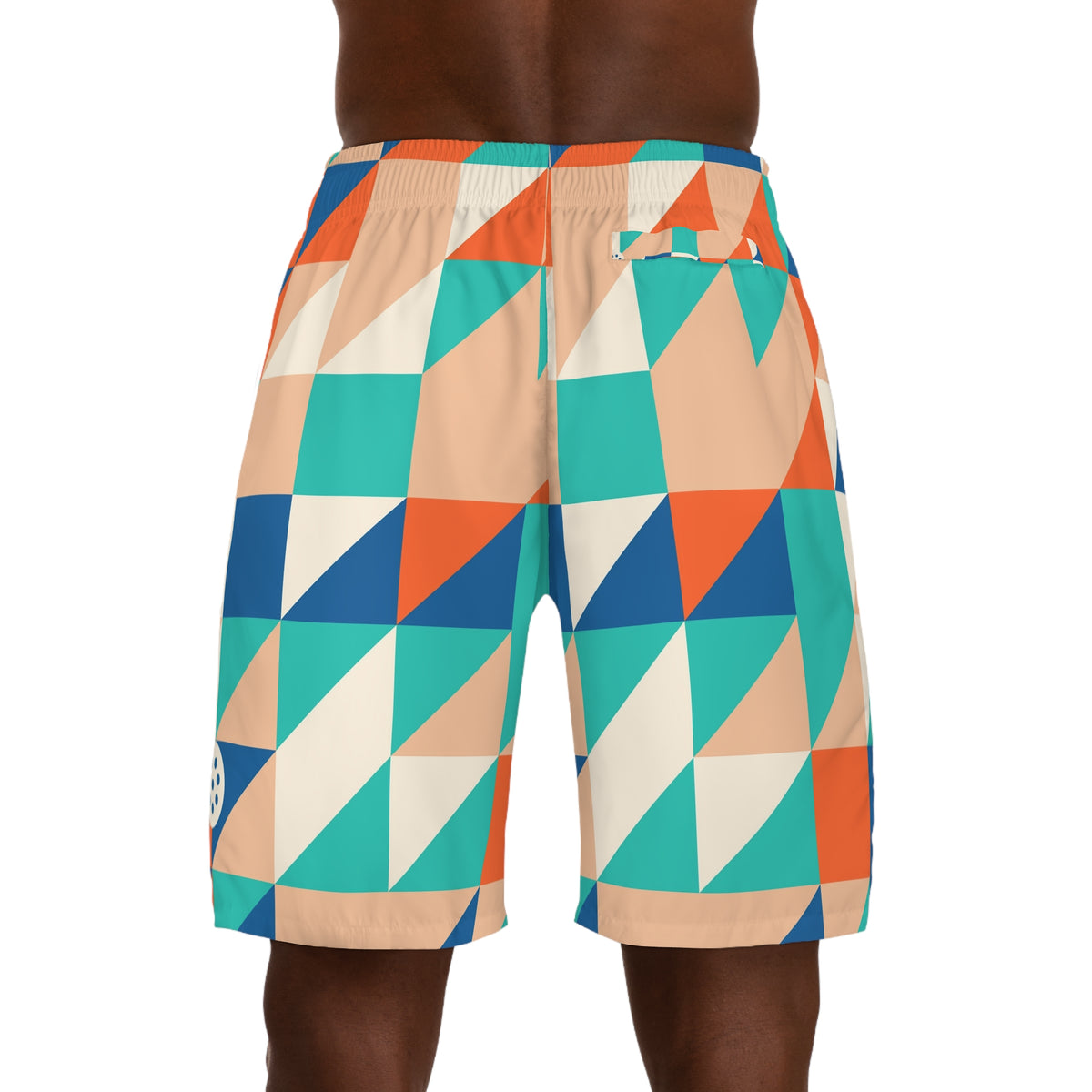 Pickleball Papaya Splash Prism Block Men's Athletic Shorts with Pockets