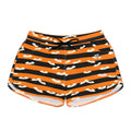 Women's Multipurpose Athletic Shorts with Pockets | Halloween Pumpkin Orange Bat Stripe