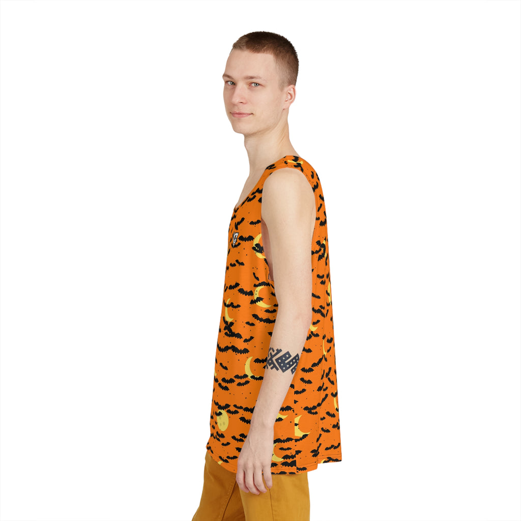 Halloween Pumpkin Orange Bat Swarm Men's Athletic Tank