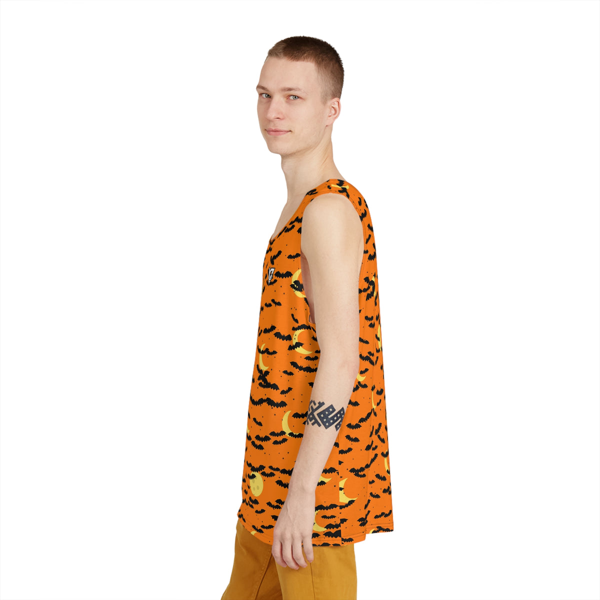 Halloween Pumpkin Orange Bat Swarm Men's Athletic Tank