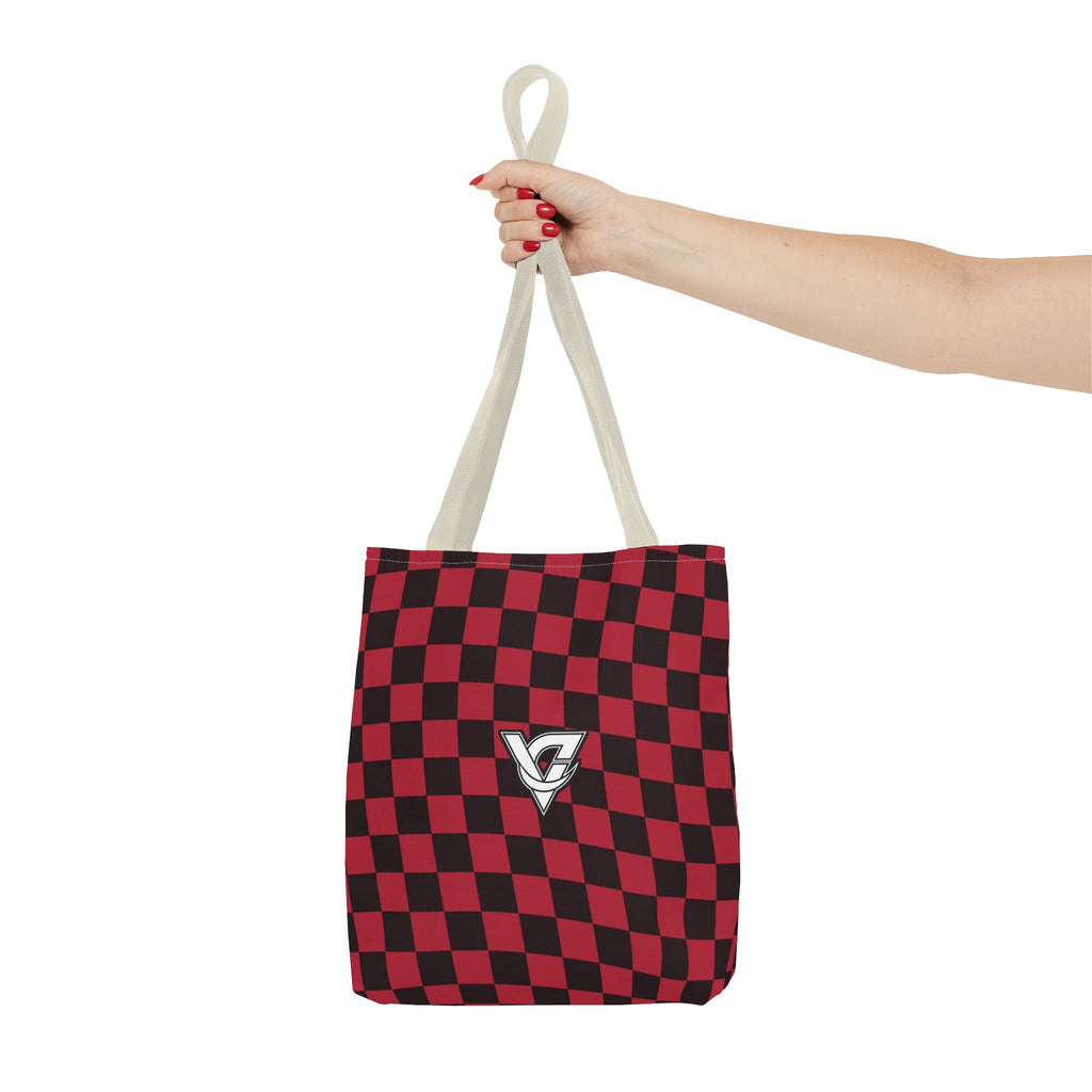 Spiced Wine Warp Check Tote Bag — All-Over Print Gym & Everyday Tote