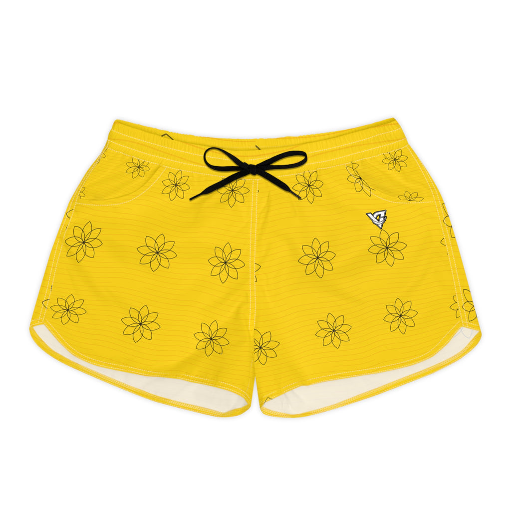 Yoga Neon Citrus Flow Lotus Women's Athletic Shorts with Pockets