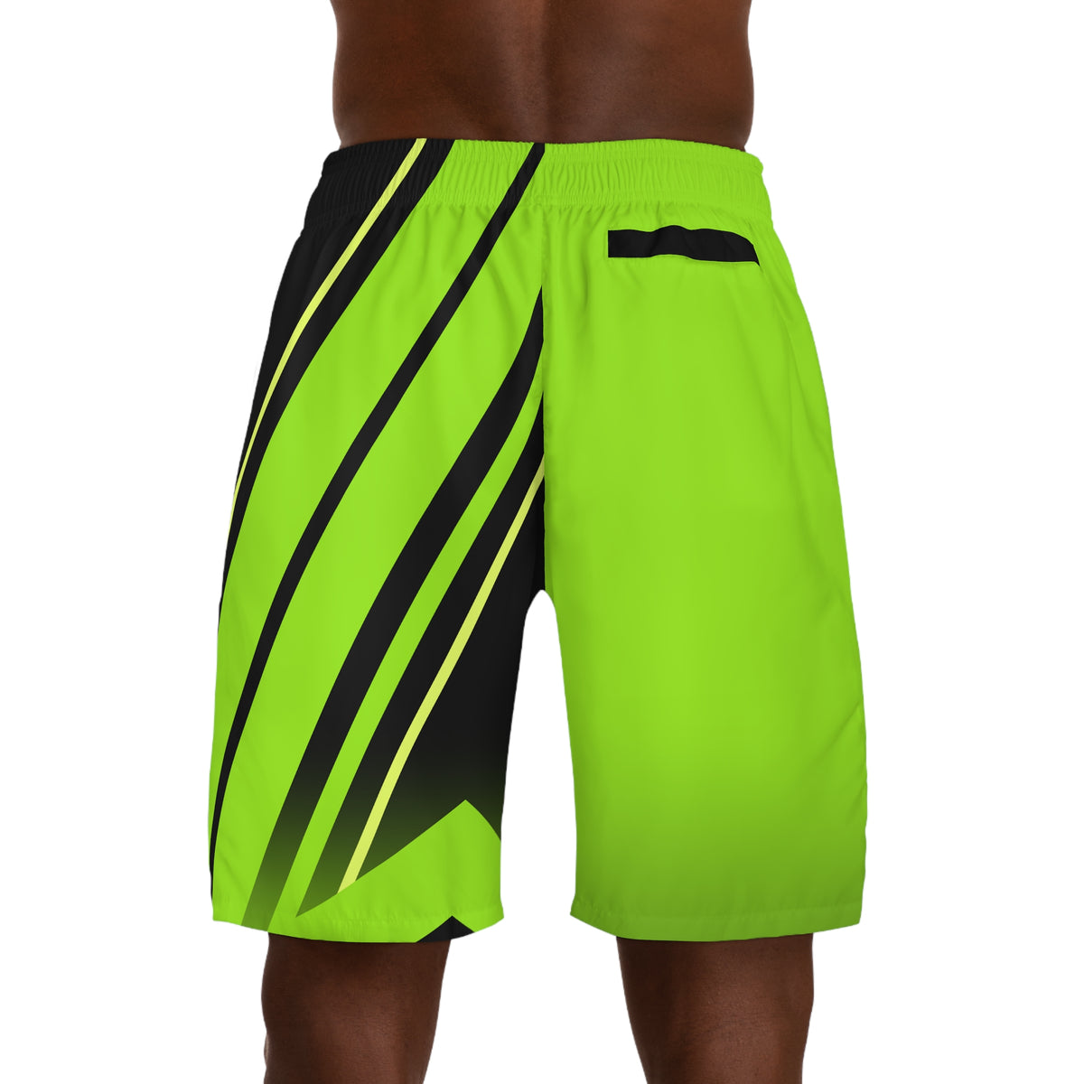 Men's Volt Green & Black Running Jogger Shorts with Pockets — Athletic Performance AOP