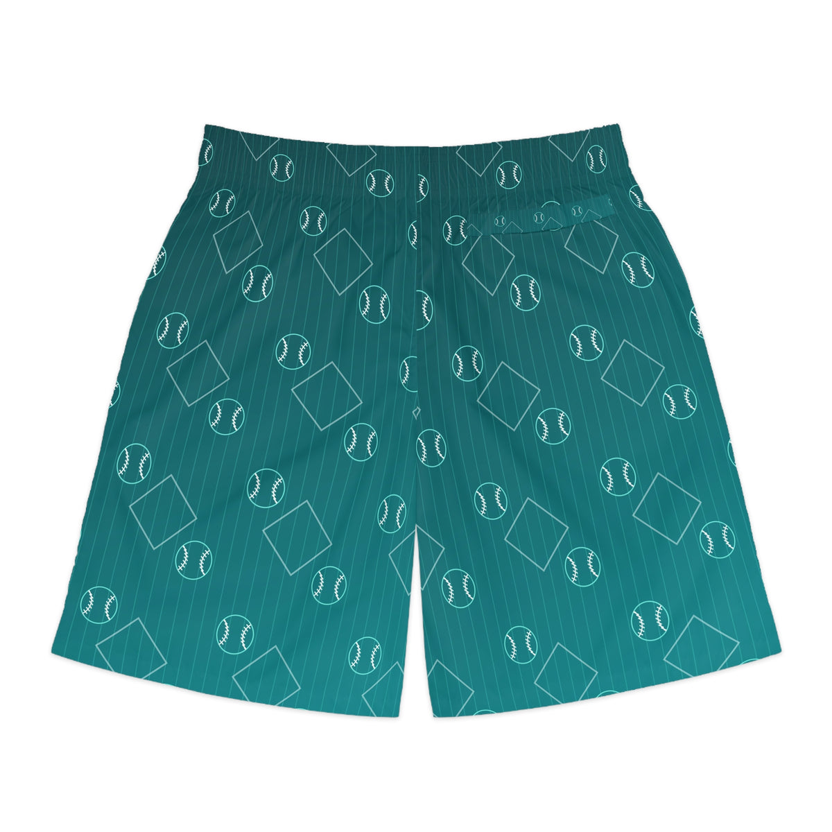 Baseball & Softball Teal Wave Diamond Stitch Men's Athletic Shorts with Pockets