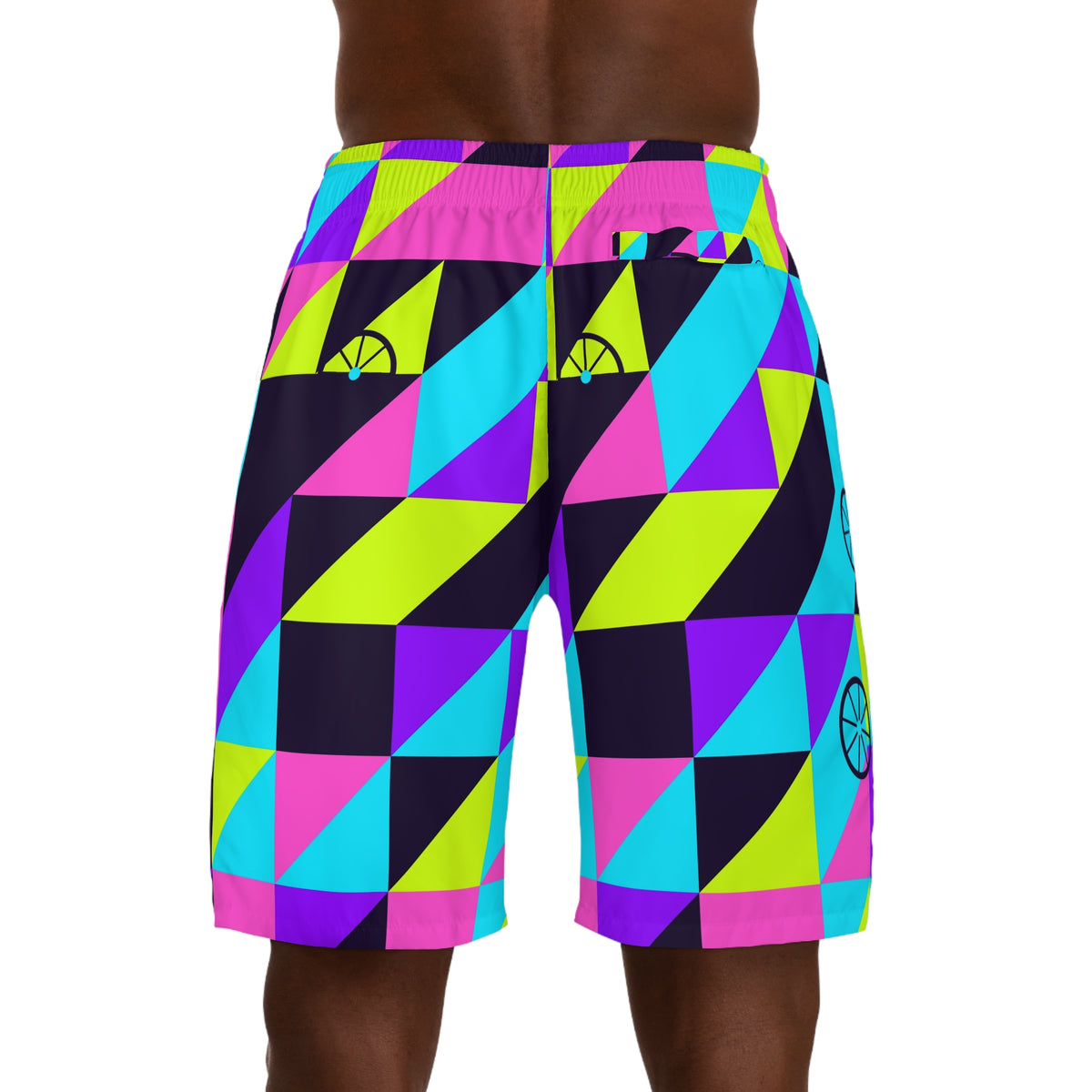 Cycling Violet Volt Prism Block Men's Athletic Shorts with Pockets