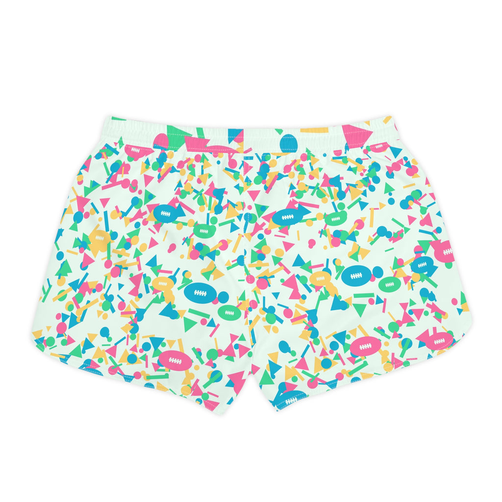 Football Mint Sorbet Confetti Pop Women's Athletic Shorts with Pockets