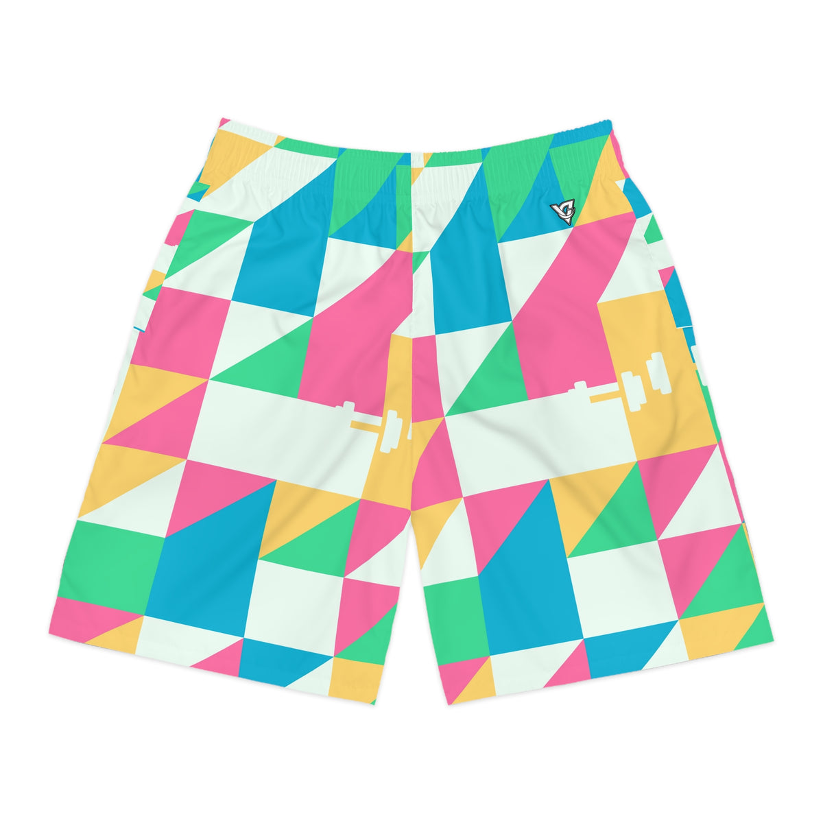 Training & Gym Mint Sorbet Prism Block Men's Athletic Shorts with Pockets
