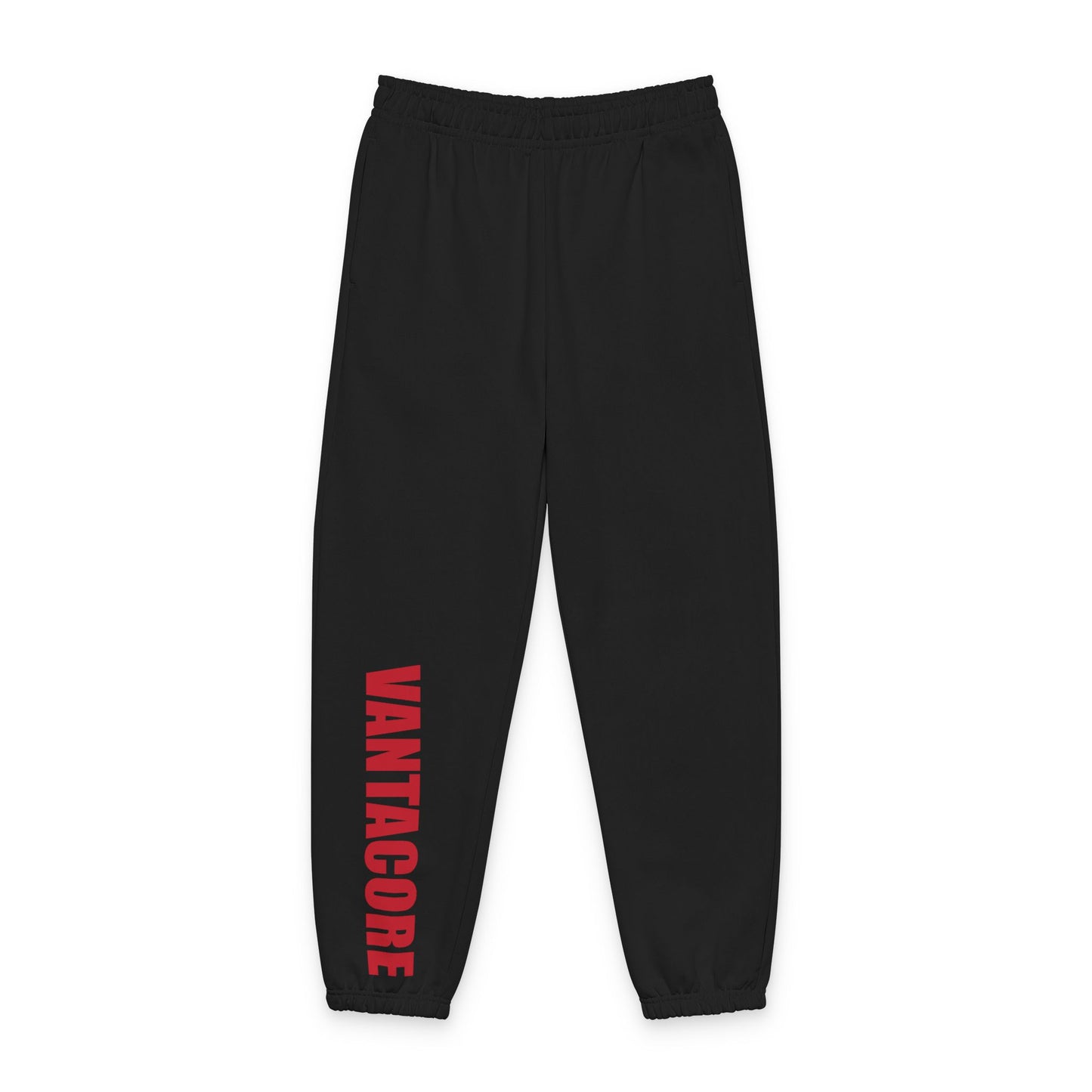 Vantacore Logo Sweatpants — Minimal Vertical Red Graphic Joggers
