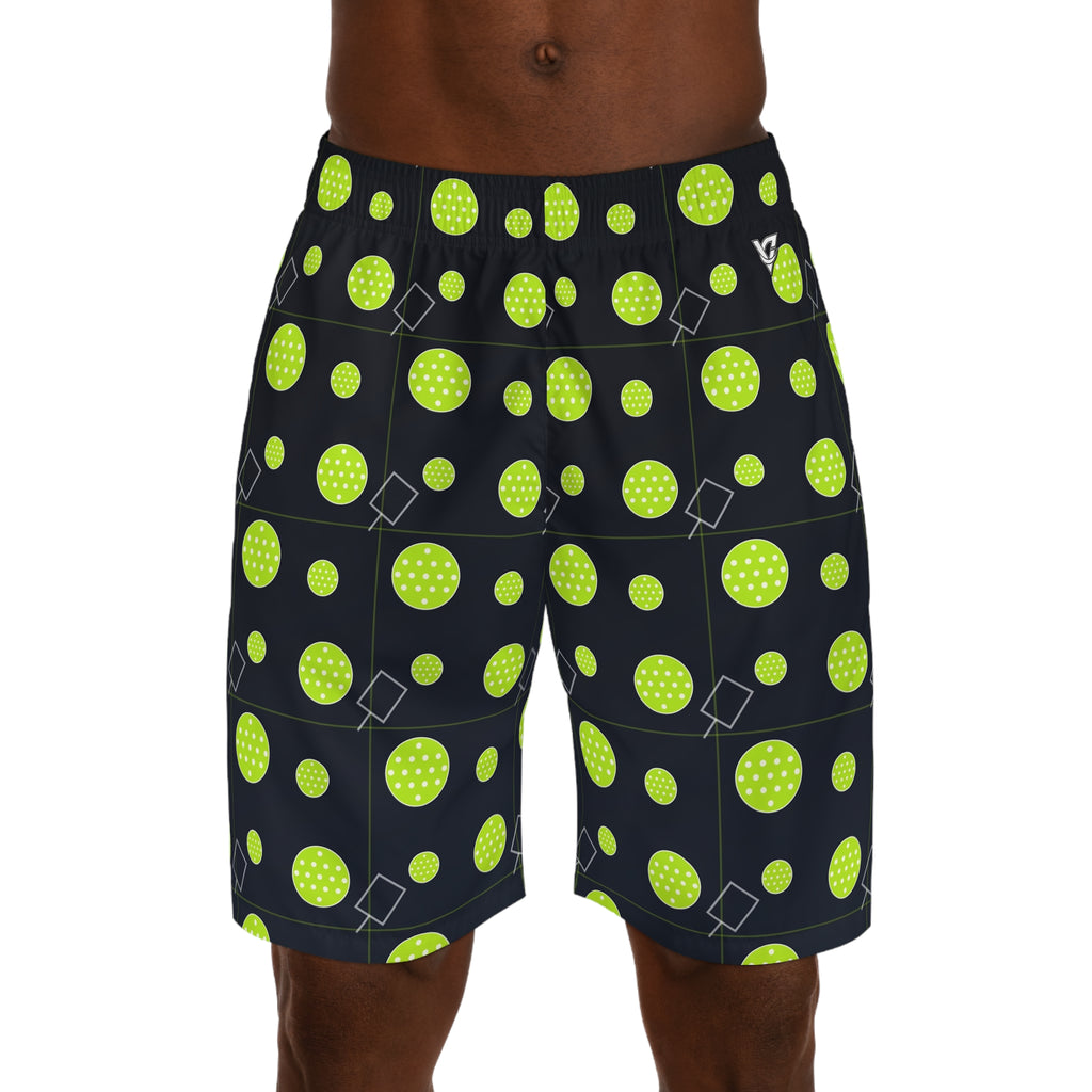 Pickleball Volt Night Dink Dot Men's Athletic Shorts with Pockets