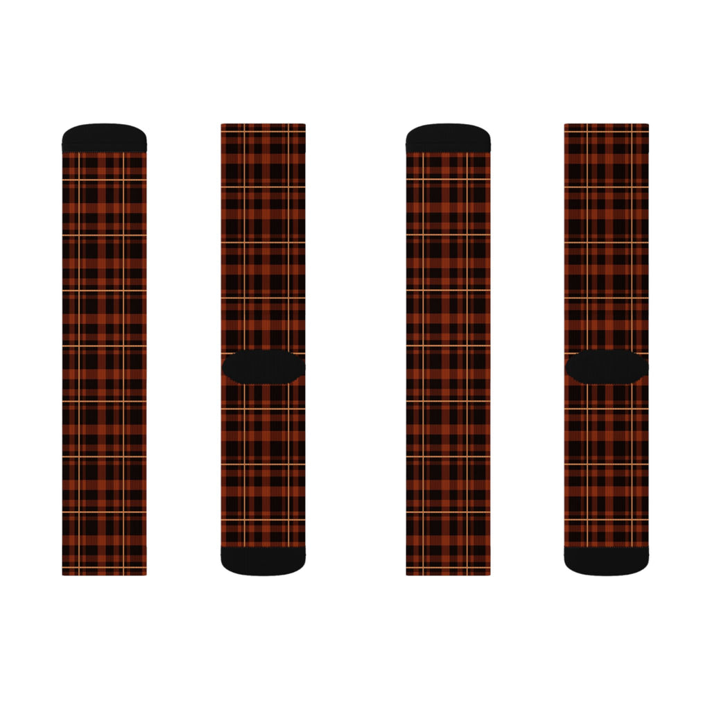 Rust Flannel Athletic Crew Socks