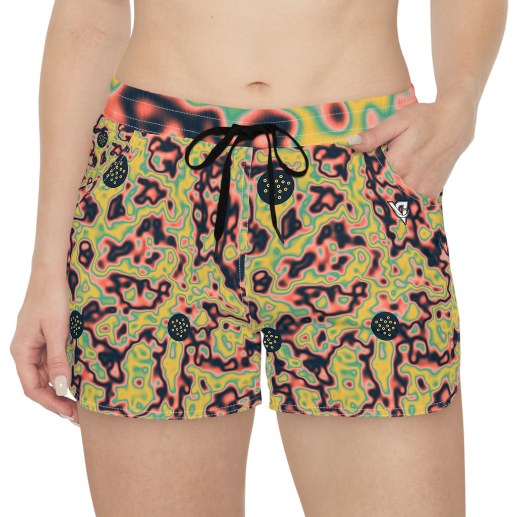 Golf Coral Reef Marble Flow Women's Athletic Shorts with Pockets