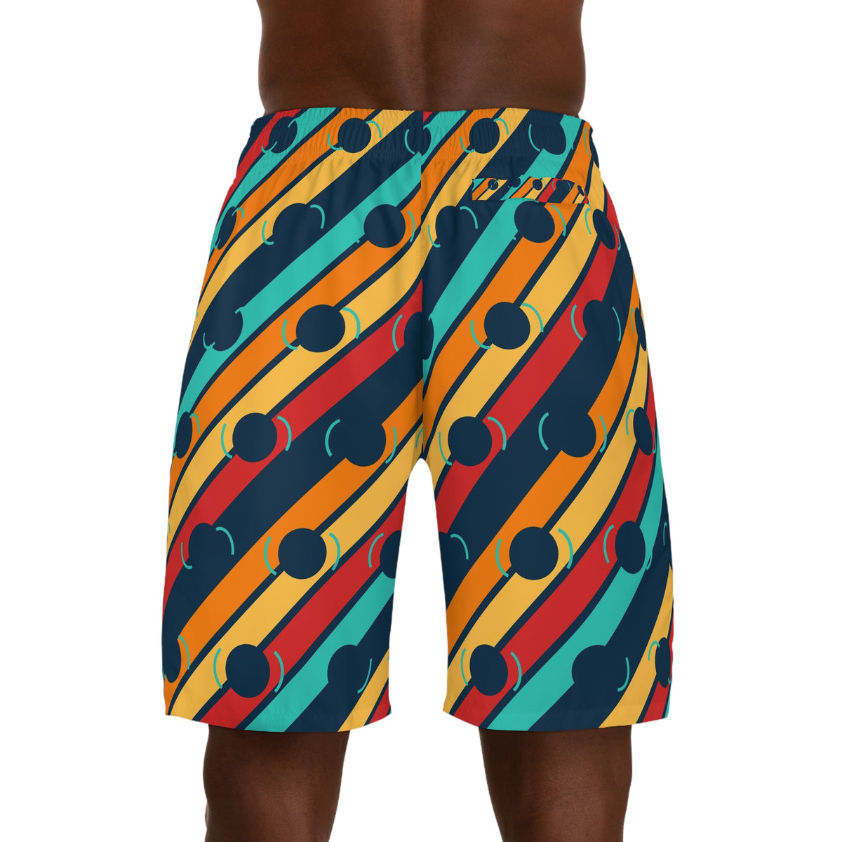 Tennis Tropic Heat Stripe Surge Men's Athletic Shorts with Pockets