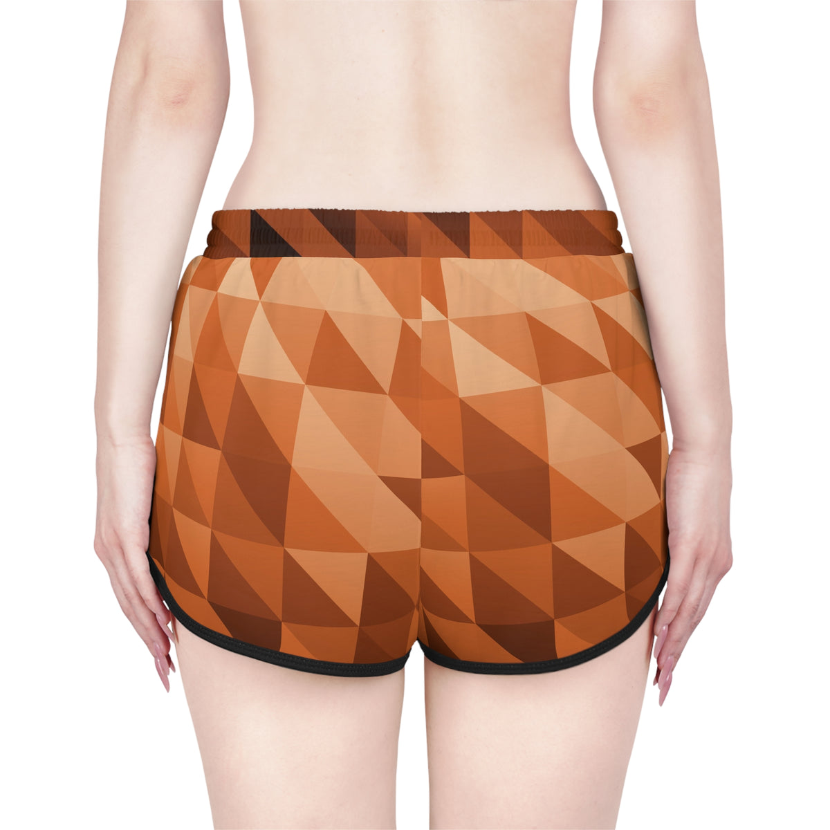 Women's Cinnamon Low-Poly Relaxed Shorts — All-Over Print Running & Workout Shorts