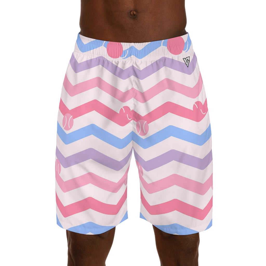 Tennis Cotton Candy Chevron Rush Men's Athletic Shorts with Pockets