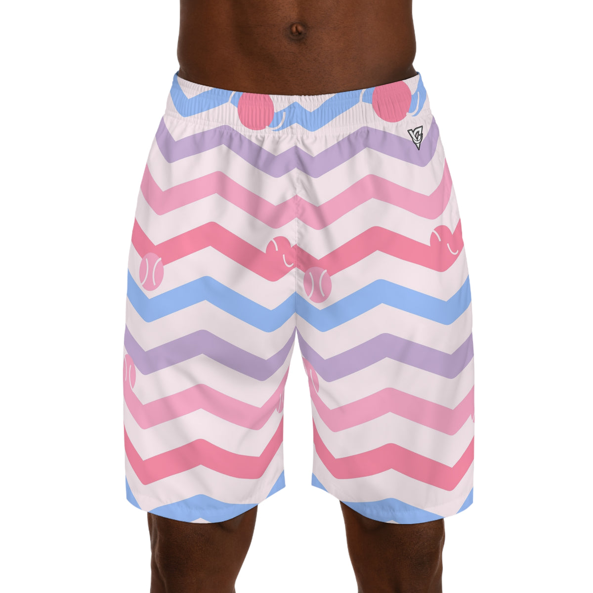Tennis Cotton Candy Chevron Rush Men's Athletic Shorts with Pockets