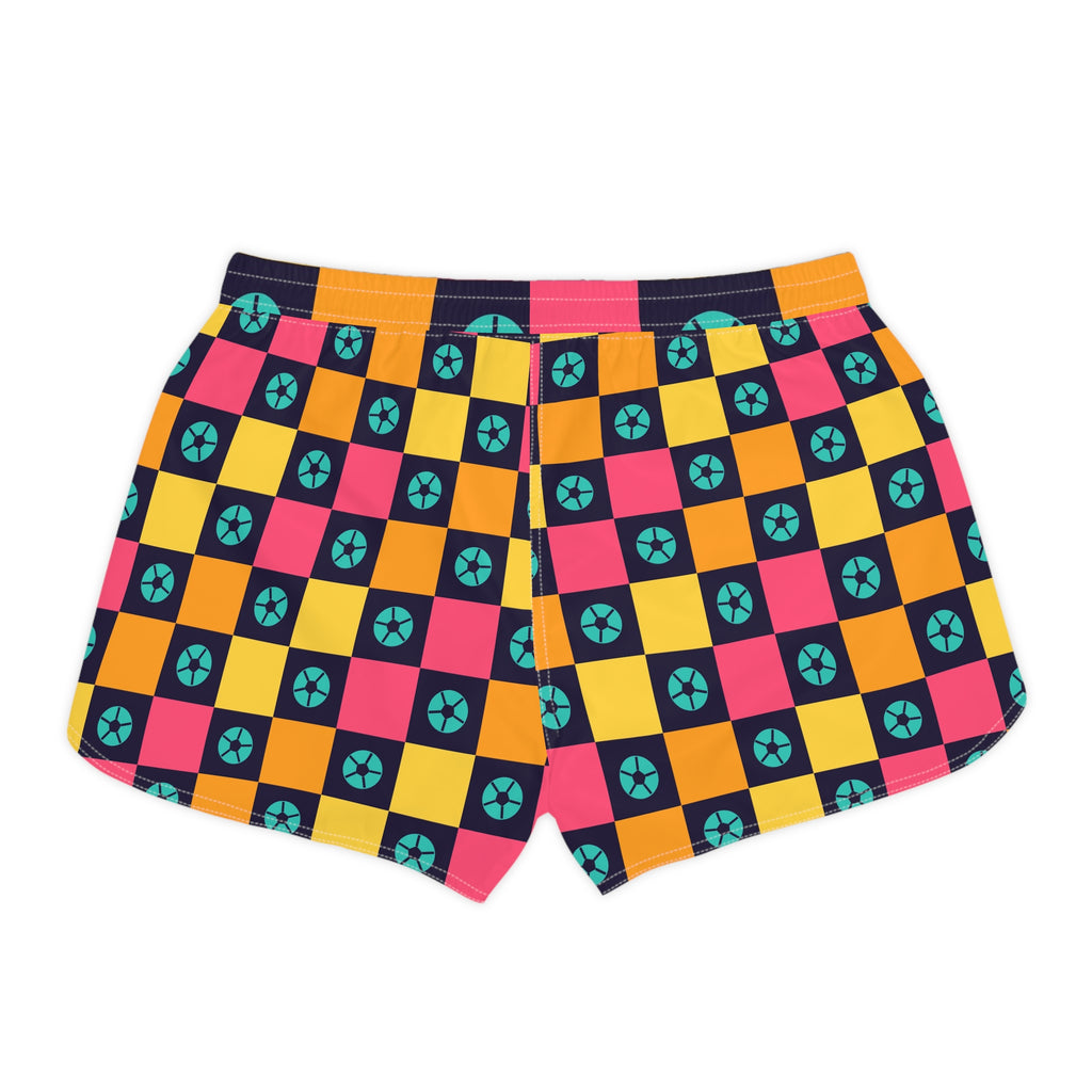 Soccer Electric Mango Checker Drive Women's Athletic Shorts with Pockets