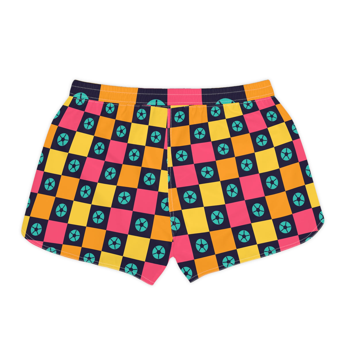 Soccer Electric Mango Checker Drive Women's Athletic Shorts with Pockets