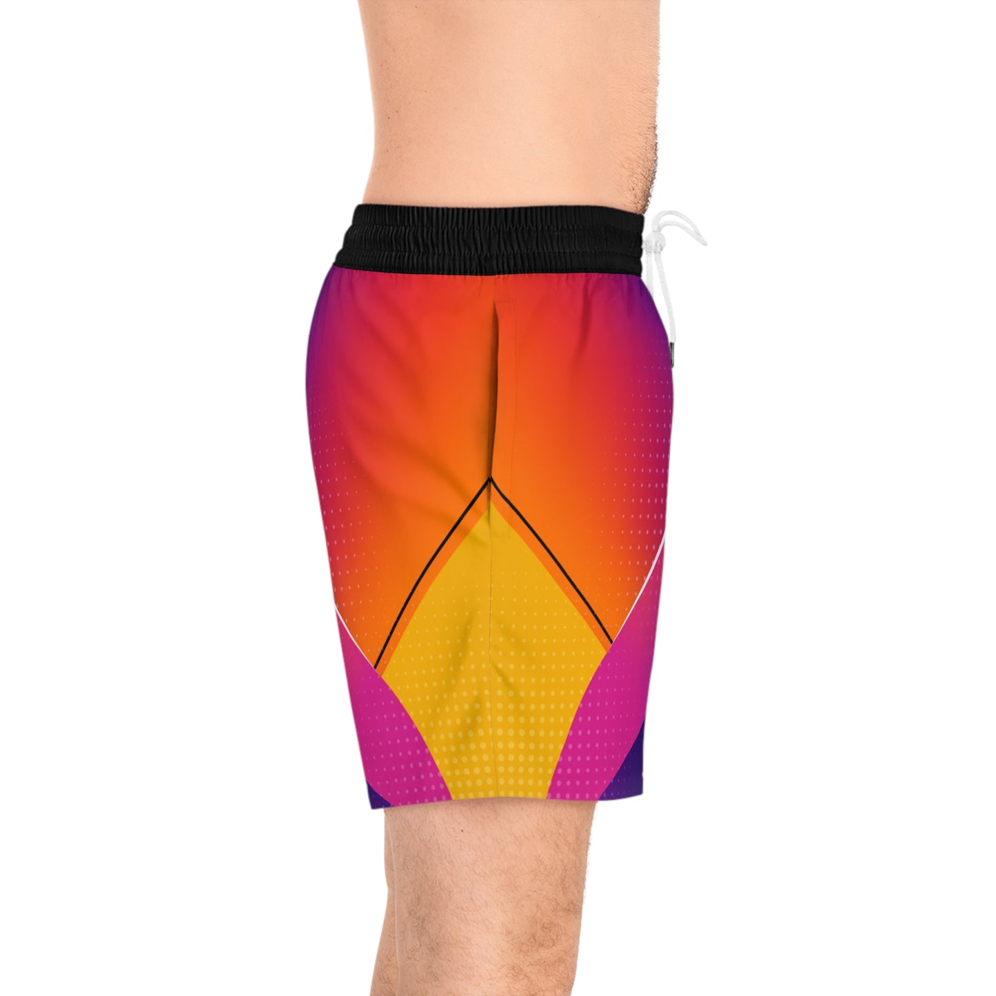 Men's Abstract Neon Athletic Jogger Shorts Colorful Geometric AOP - No Pockets