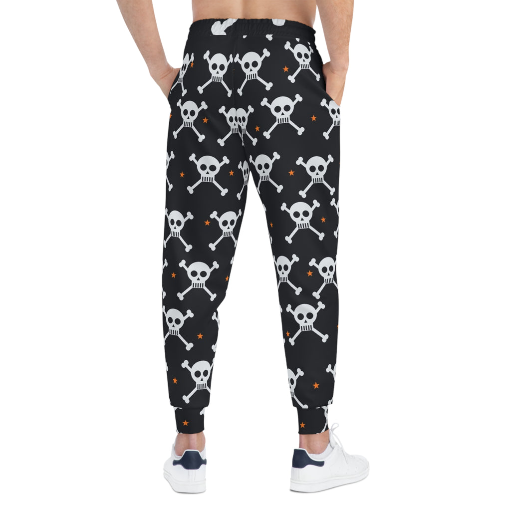 Halloween Graveyard Grey Skull & Crossbones Men's Joggers – All-Over Print Athletic Jogger Pants