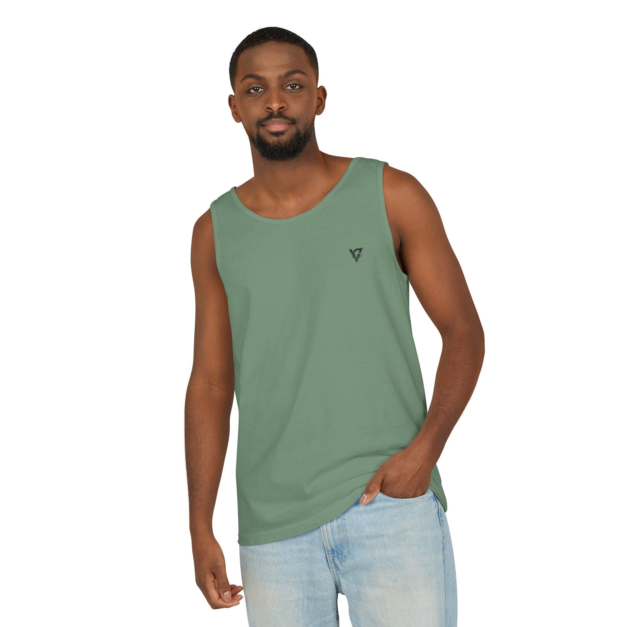 Minimal Geometric Triangle Logo Tank Top | Chest Emblem