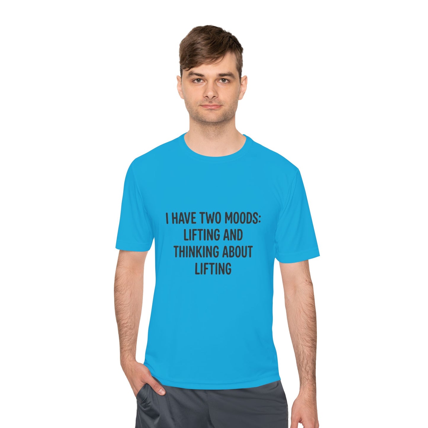 Lifting & Thinking About Lifting Tee — Workout Humor Moisture‑Wicking Shirt