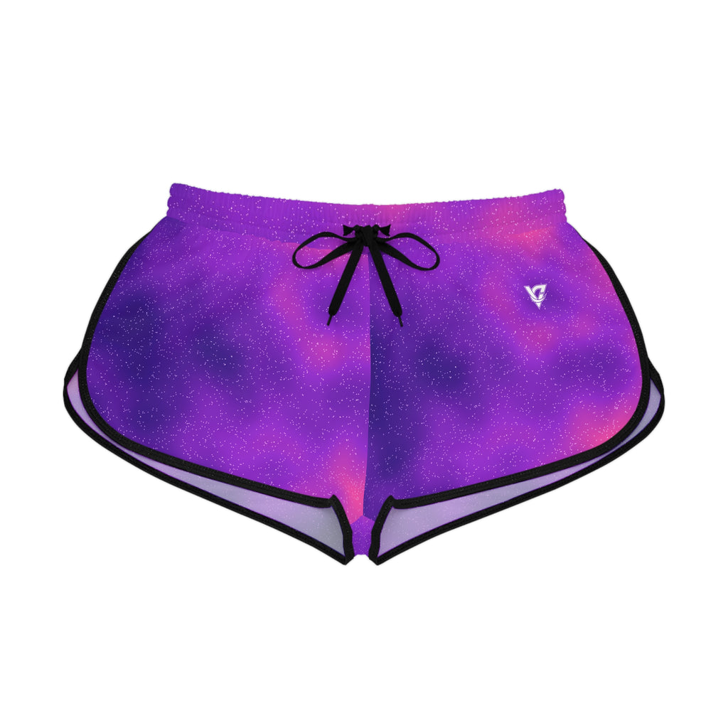 Women's Galaxy Glow Relaxed Shorts – Colorful All-Over Print Running & Workout Shorts