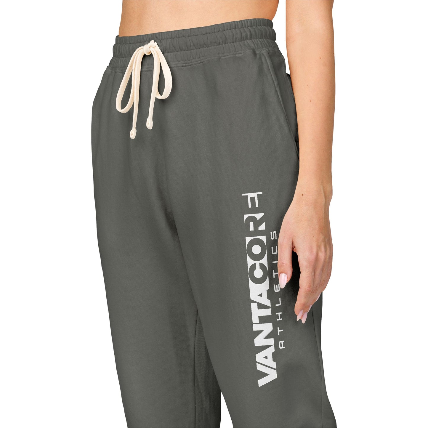 Vertical 'VANTOCOL?' Graphic Sweatpants — Garment-Dyed Fleece Joggers